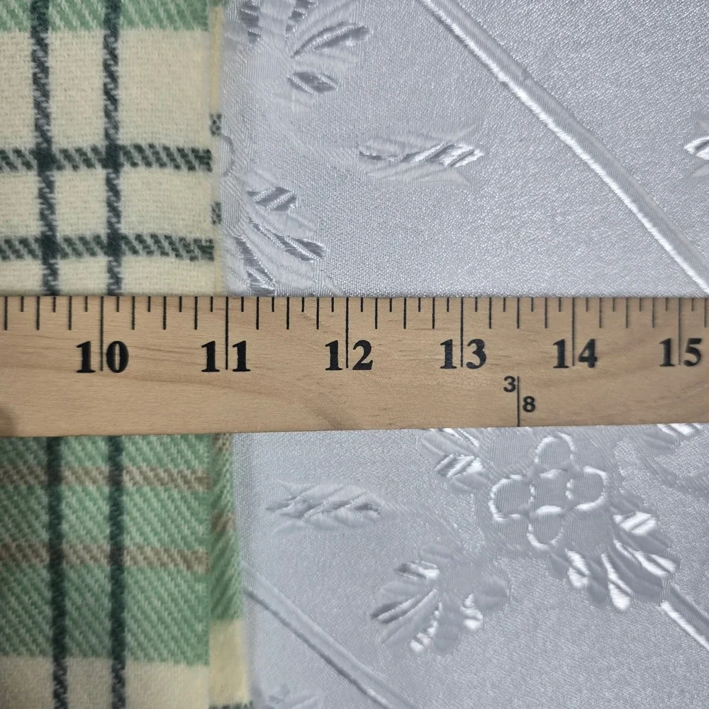 Vintage Betmar Green Plaid Scarf Made in France Acrylic Fringed Tartan 53x11 NWT